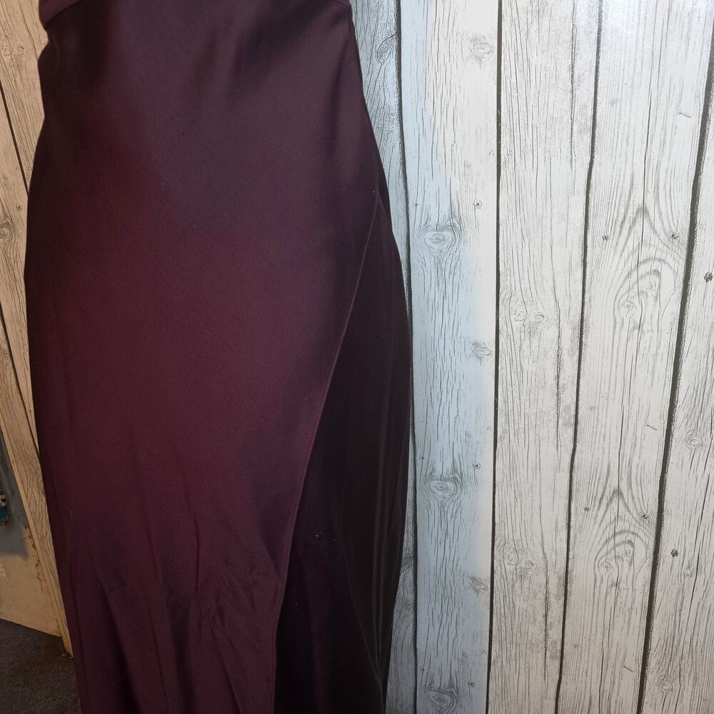 BHLDN Scottie One-Shoulder Satin Maxi Dress Dark Plum Purple Size 6 - Picture 5 of 11